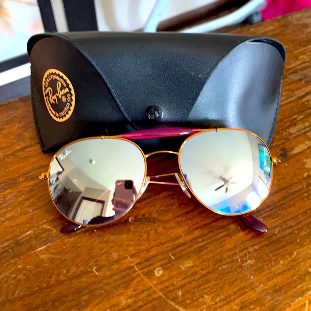 RayBan Pink and Rose Gold Aviator Sunglasses